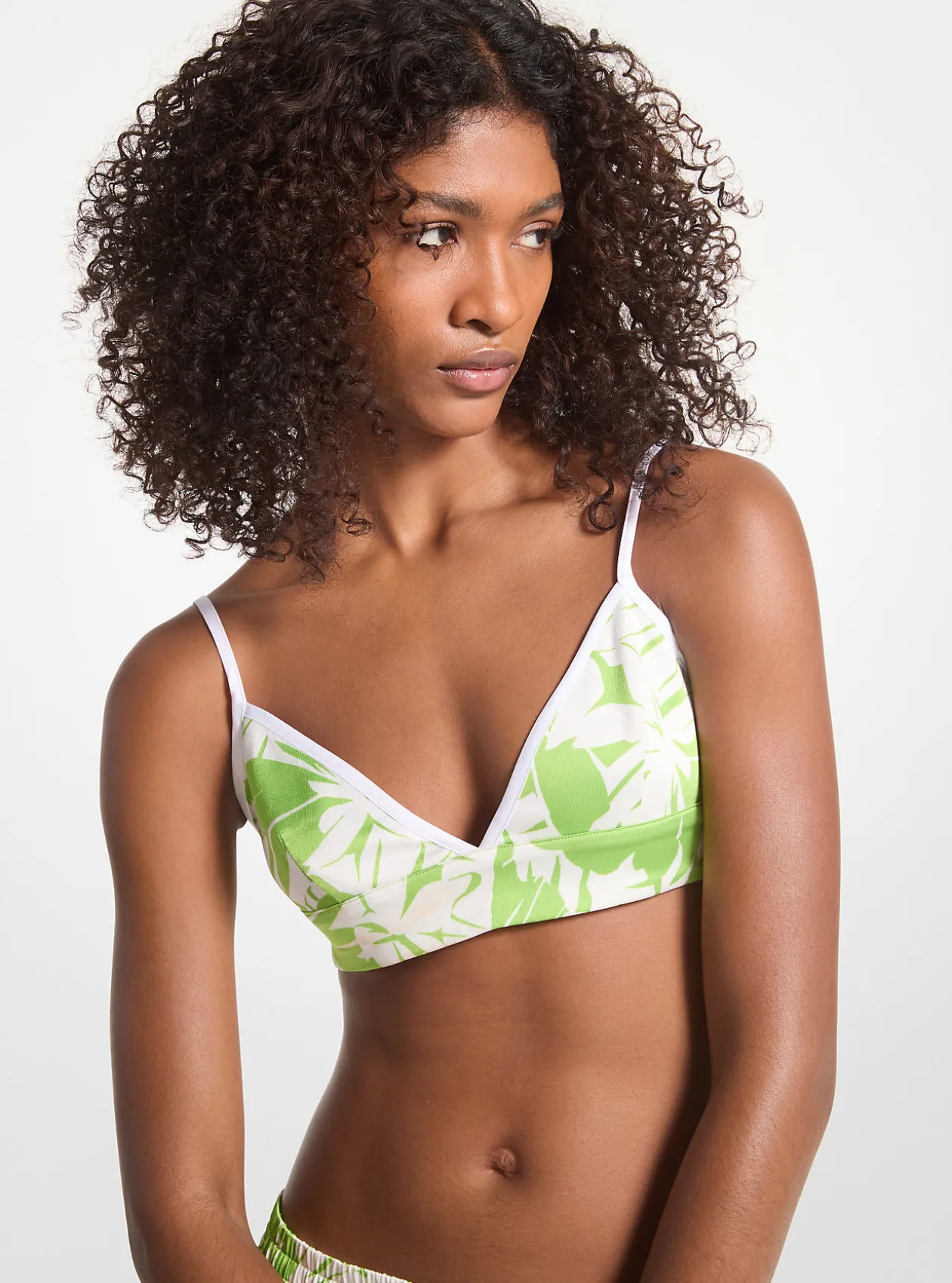 Palm Print Satin Bra Top