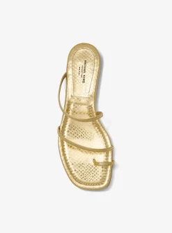 Patti Metallic Python Embossed Leather Slide Sandal