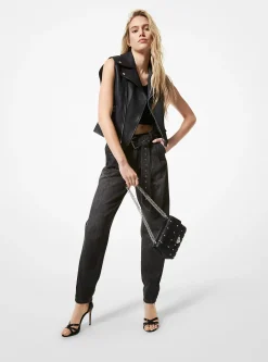 Pebbled Leather Moto Vest