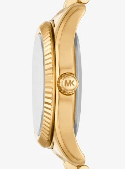 Petite Lexington Pav&eacute; Gold-Tone Watch