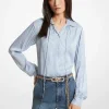 Pinstriped Satin Blouse