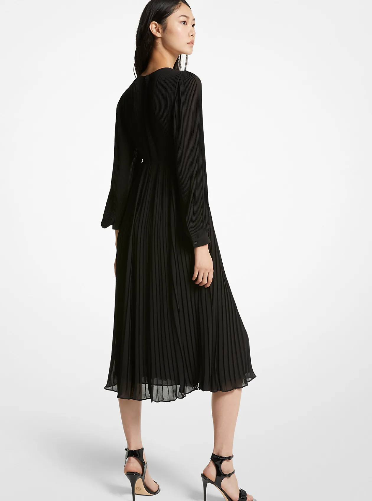 Pleated Georgette Midi Dress