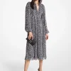 Pleated Leopard Print Georgette Midi Dress
