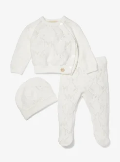 Pointelle Logo Cotton 3-Piece Baby Gift Set