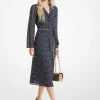 Polka Dot Georgette Tie-Neck Midi Dress