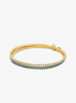 Precious Metal-Plated Brass Double Wrap Tennis Bracelet