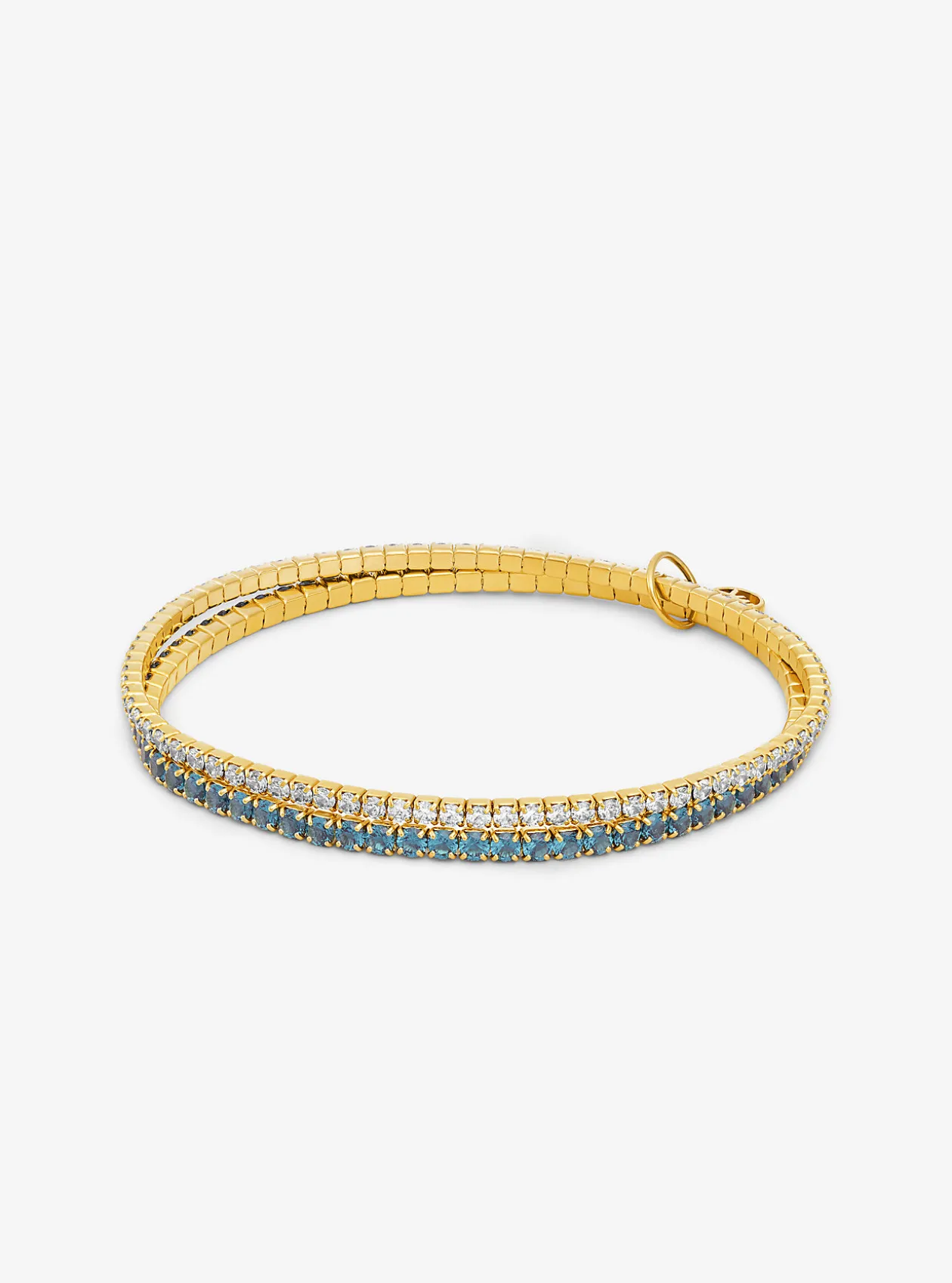 Precious Metal-Plated Brass Double Wrap Tennis Bracelet