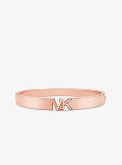 Precious Metal-Plated Brass Pav&eacute; Logo Bangle