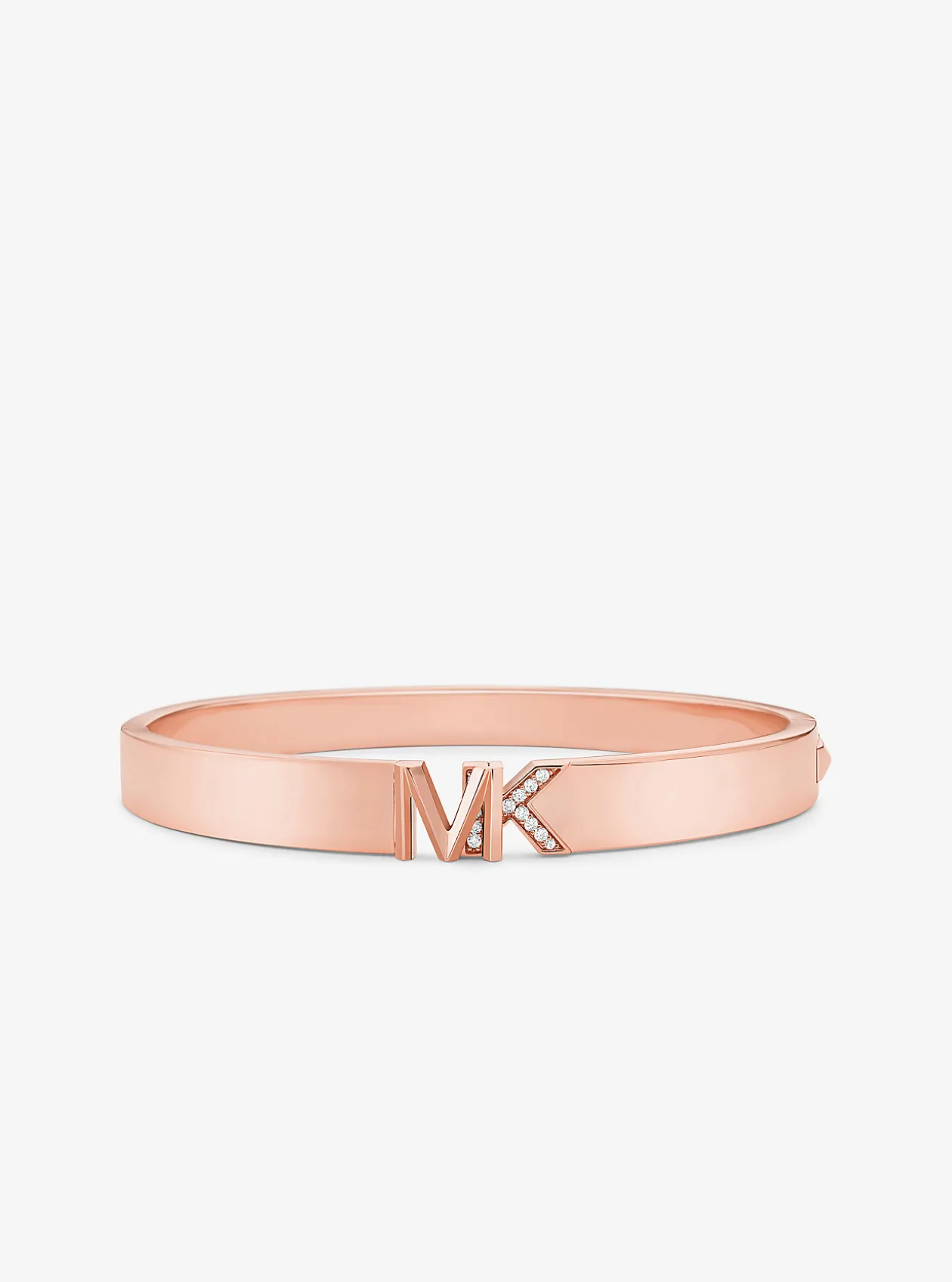 Precious Metal-Plated Brass Pavé Logo Bangle