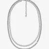 Precious Metal-Plated Brass Double Chain Tennis Necklace