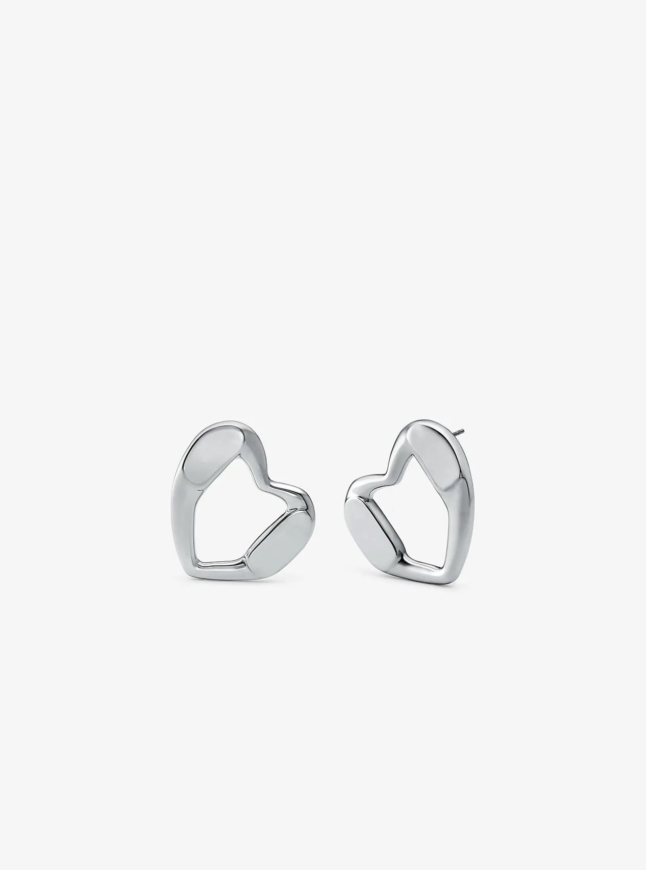 Precious Metal-Plated Brass Heart Stud Earrings