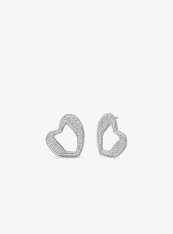 Precious Metal-Plated Brass Pavé Stud Earrings