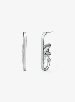 Precious Metal-Plated Brass Empire Logo Earrings