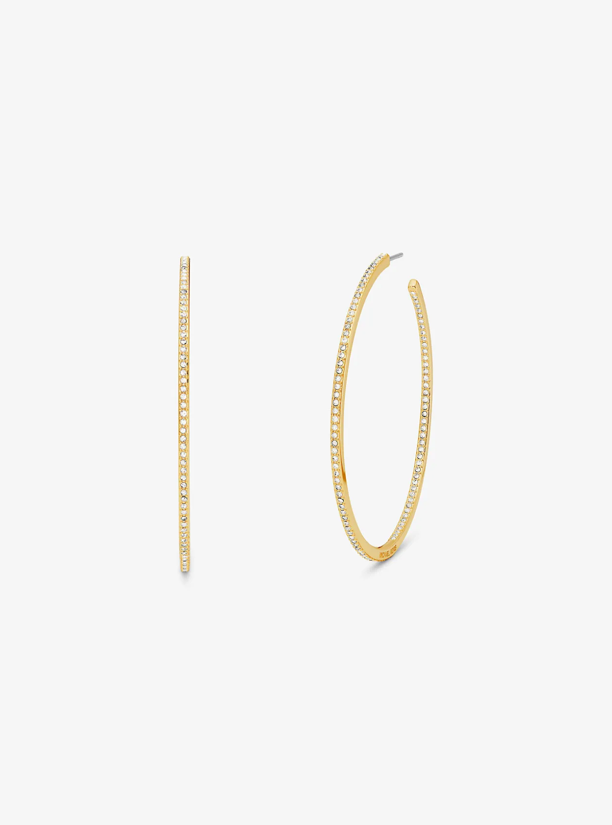 Precious Metal-Plated Brass Pavé Hoop Earrings