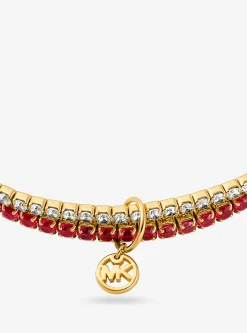 Precious Metal-Plated Brass Two-Tone Double Wrap Tennis Bracelet