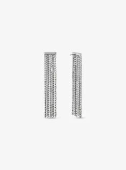 Precious Metal-Plated Brass Pav&eacute; Chain Drop Earrings