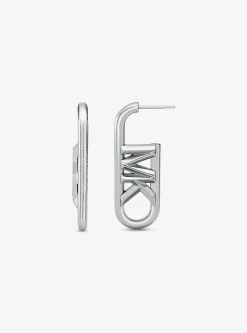 Precious Metal-Plated Brass Empire Logo Earrings