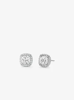 Precious Metal-Plated Sterling Silver Pavé Stud Earrings