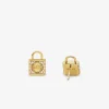 Precious Metal-Plated Sterling Silver Lock Pav&eacute; Stud Earrings