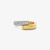 Precious Metal-Plated Sterling Silver and Pav&eacute; Ring