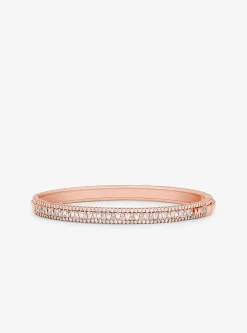 Precious Metal-Plated Sterling Silver Pav&eacute; Bangle