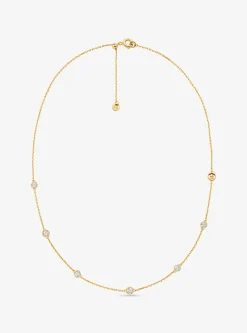 Precious Metal-Plated Sterling Silver Cubic Zirconia Necklace