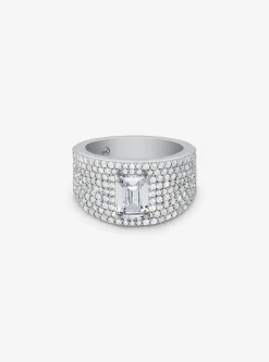 Precious Metal-Plated Sterling Silver Pav&eacute; Signet Ring