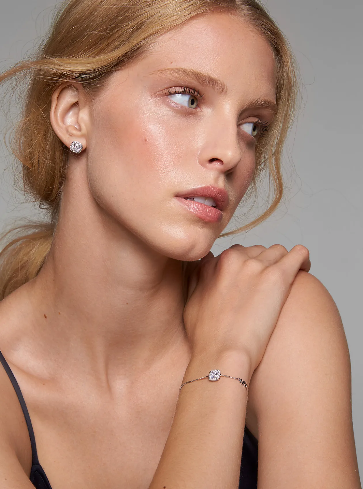 Precious Metal-Plated Sterling Silver Pavé Stud Earrings