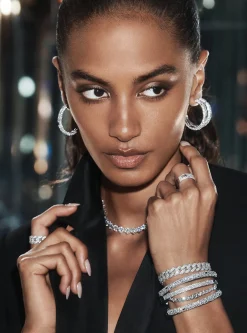 Precious Metal-Plated Sterling Silver Pav&eacute; Curb Link Ring