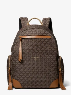 Prescott Large Signature Logo Print Woven Backpack