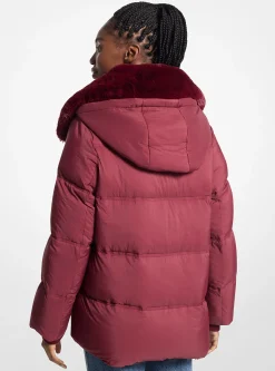 Quilted Puffer Jacket With Faux Fur Collar