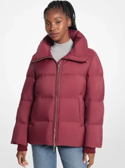 Quilted Puffer Jacket With Faux Fur Collar