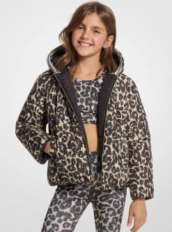 Reversible Leopard Logo Puffer Jacket