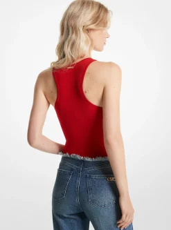Ribbed Stretch Knit Racerback Bodysuit