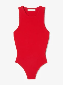 Ribbed Stretch Knit Racerback Bodysuit
