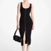 Ribbed Stretch Knit Zip Dress