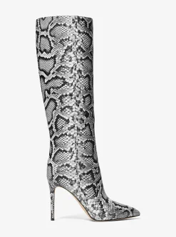 Rue Snake Embossed Leather Knee Boot