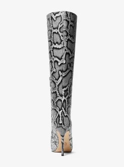 Rue Snake Embossed Leather Knee Boot