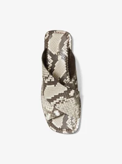 Ruth Python Embossed Leather Slide Sandal