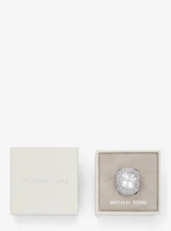 Rylee Pav&eacute; Silver-Tone Ring Watch