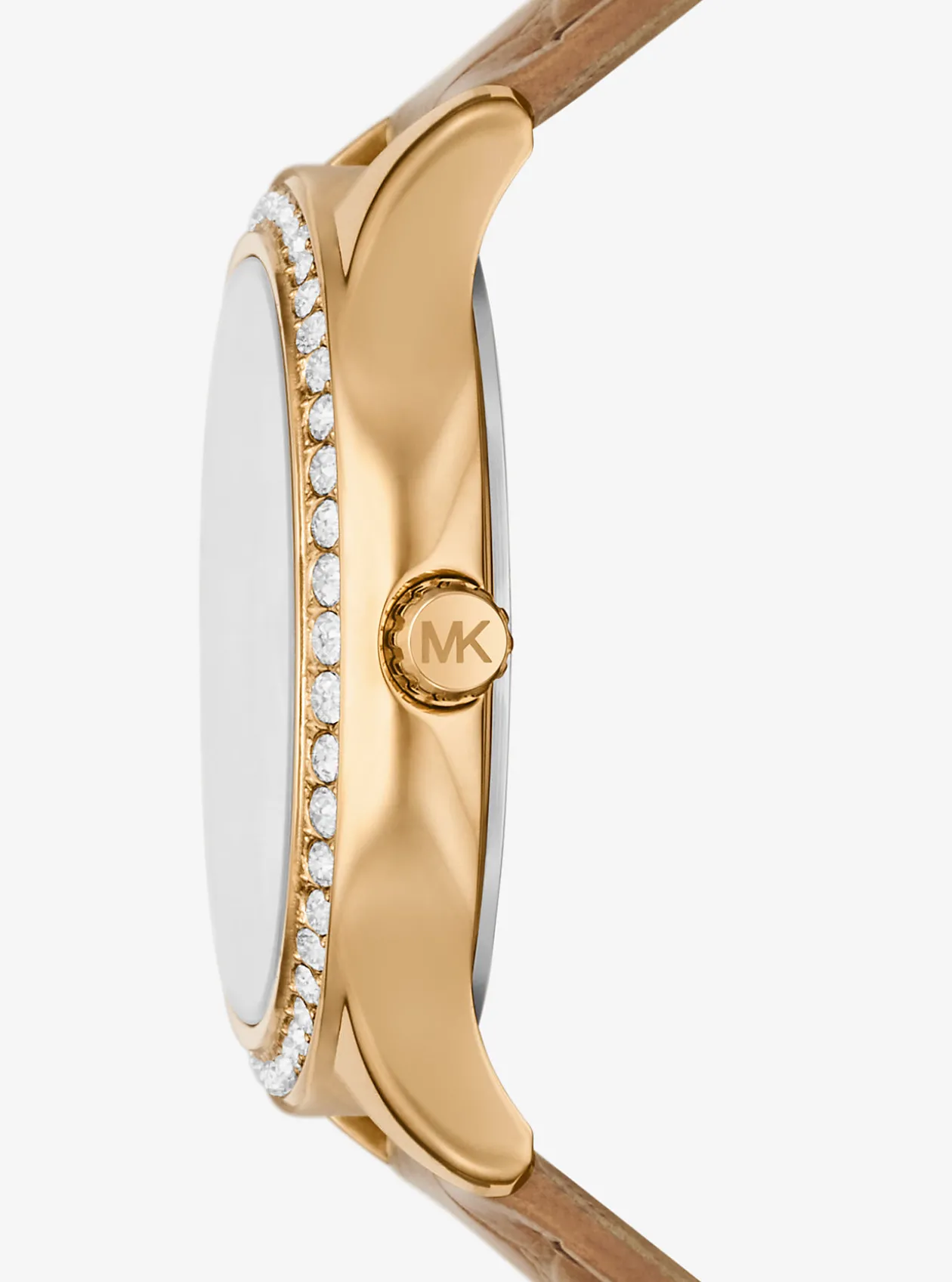 Sage Pavé Gold-Tone and Crocodile Embossed Leather Watch