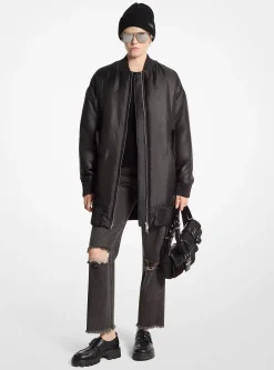 Satin Cir&eacute; Bomber Jacket