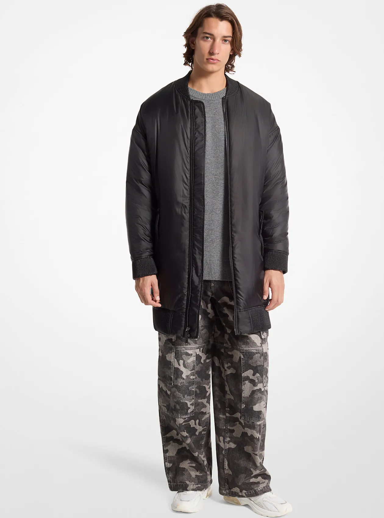 Satin Ciré Bomber Jacket