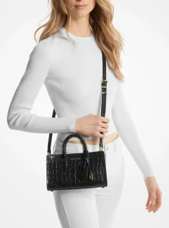 Scarlett Extra-Small Crocodile Embossed Leather Crossbody Bag