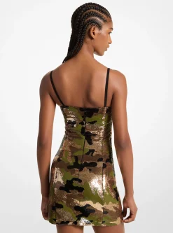 Sequined Camouflage Bustier Dress