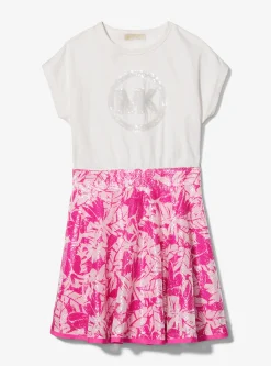 Sequined Logo Palm T-Shirt Dress