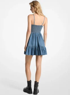 Smocked Bustier Denim Dress