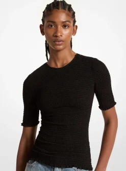 Smocked Georgette Shirt