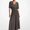 Snake Print Crepe Midi Dress