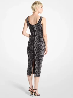 Snake Print Jacquard Dress
